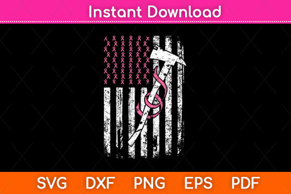 American Flag Firefighter Breast Cancer Graphics for Crafts