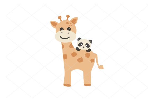 Baby Giraffe and Baby Panda Graphics for Crafts