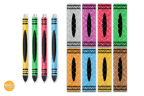 Pen Wrap Crayon Glitter Bundle: Graphics for Crafts