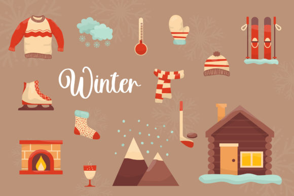 Winter Hand Drawn Graphics for Crafts
